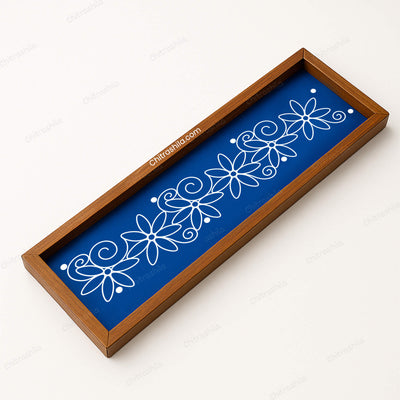 CHITRASHILA® Alternating Full and Half Flower Border Wooden Rangoli Stencil 17x5 inches (WB-15)