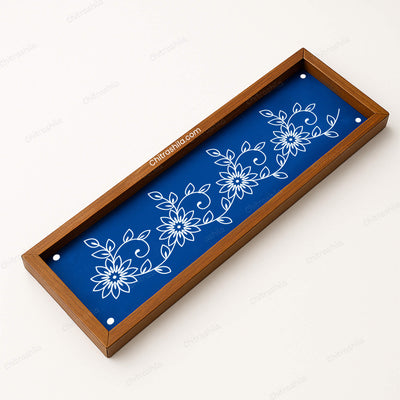 CHITRASHILA® Delicate Flower and Leaves Border Wooden Rangoli Stencil 17x5 inches (WB-14)