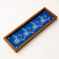 CHITRASHILA® Delicate Flower and Leaves Border Wooden Rangoli Stencil 17x5 inches (WB-14)