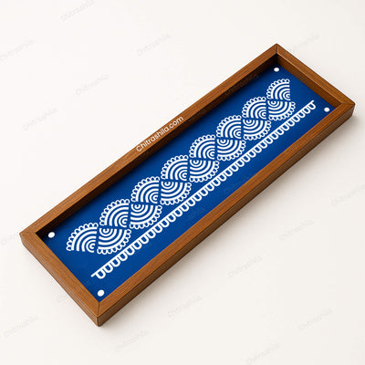 CHITRASHILA® Fine Patterned Border Design Wooden Rangoli Stencil 17x5 Inches (WB‑32)
