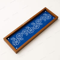CHITRASHILA® Big and Medium Blossom Flower Border Wooden Rangoli Stencil 17x5 inches (WB-16)