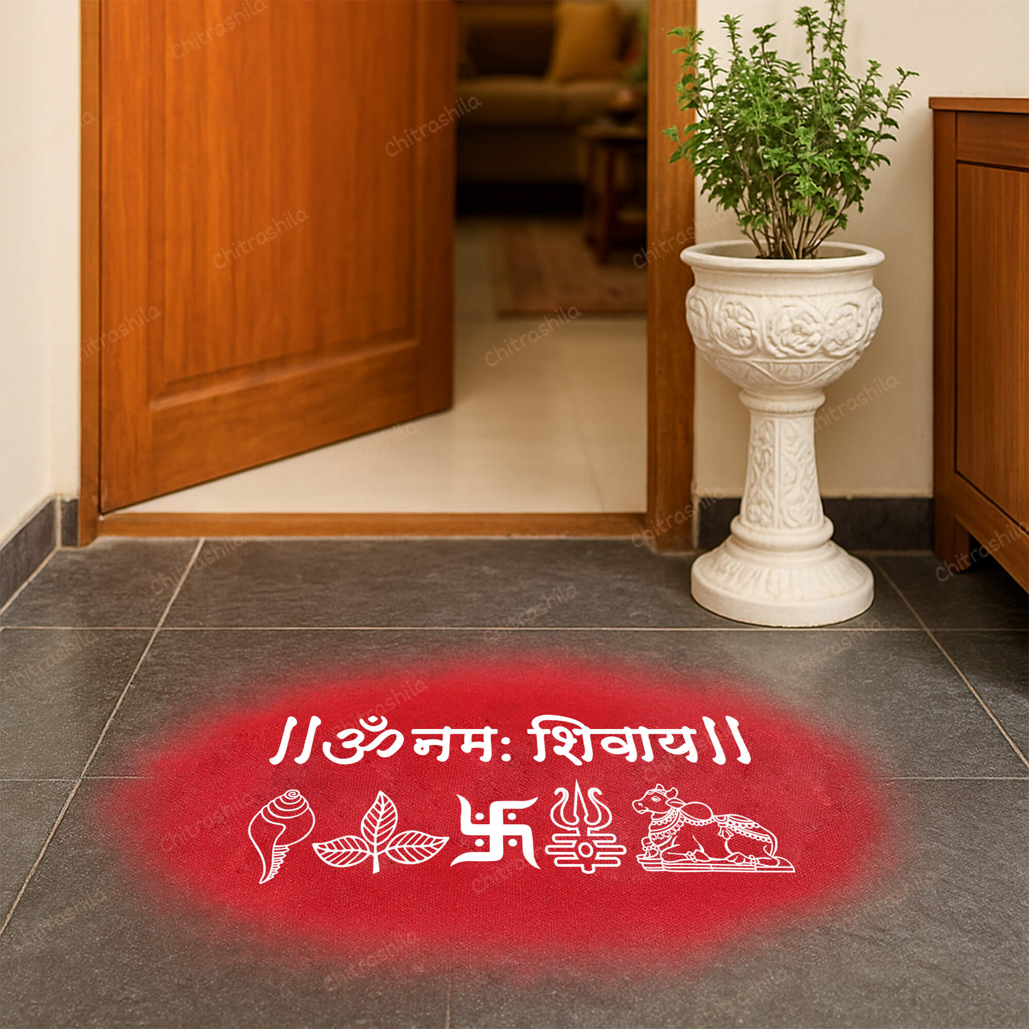 CHITRASHILA® Om Namah Shivay Wooden Rangoli Stencil 9x5 inches
