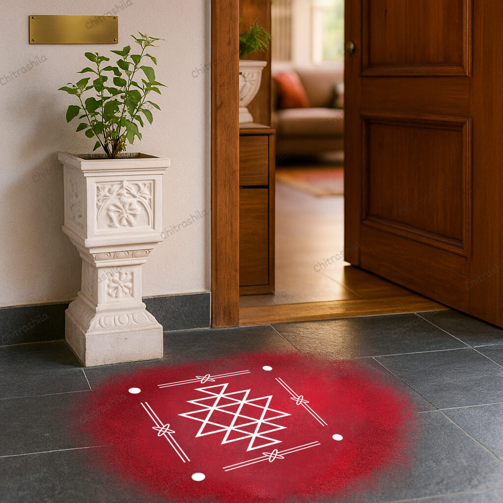 CHITRASHILA® Kuber Kolam Wooden Rangoli Stencil 5x5 Inches