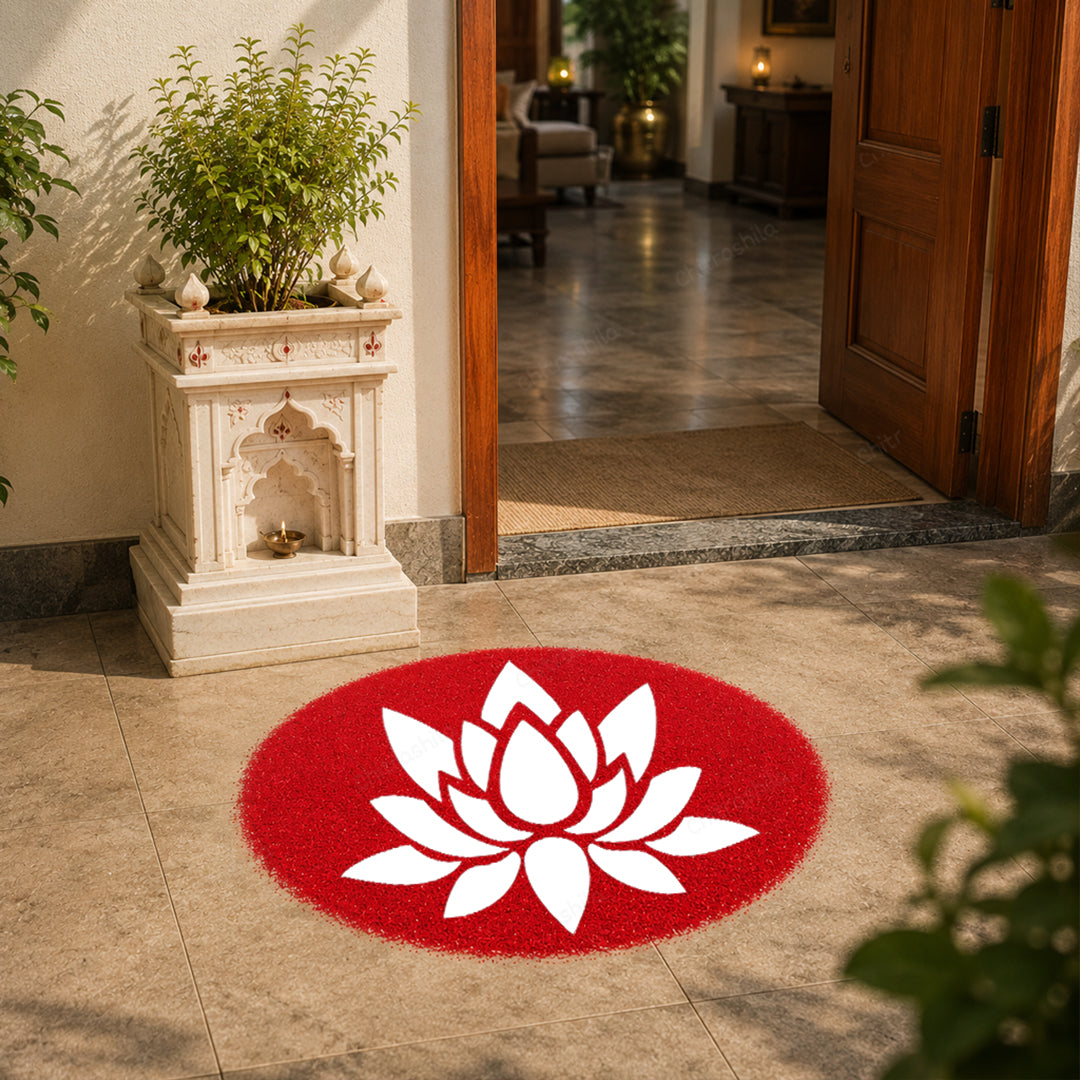 Simple Lotus Flower Rangoli Stencil - Easy Kamal Design (WS-89)