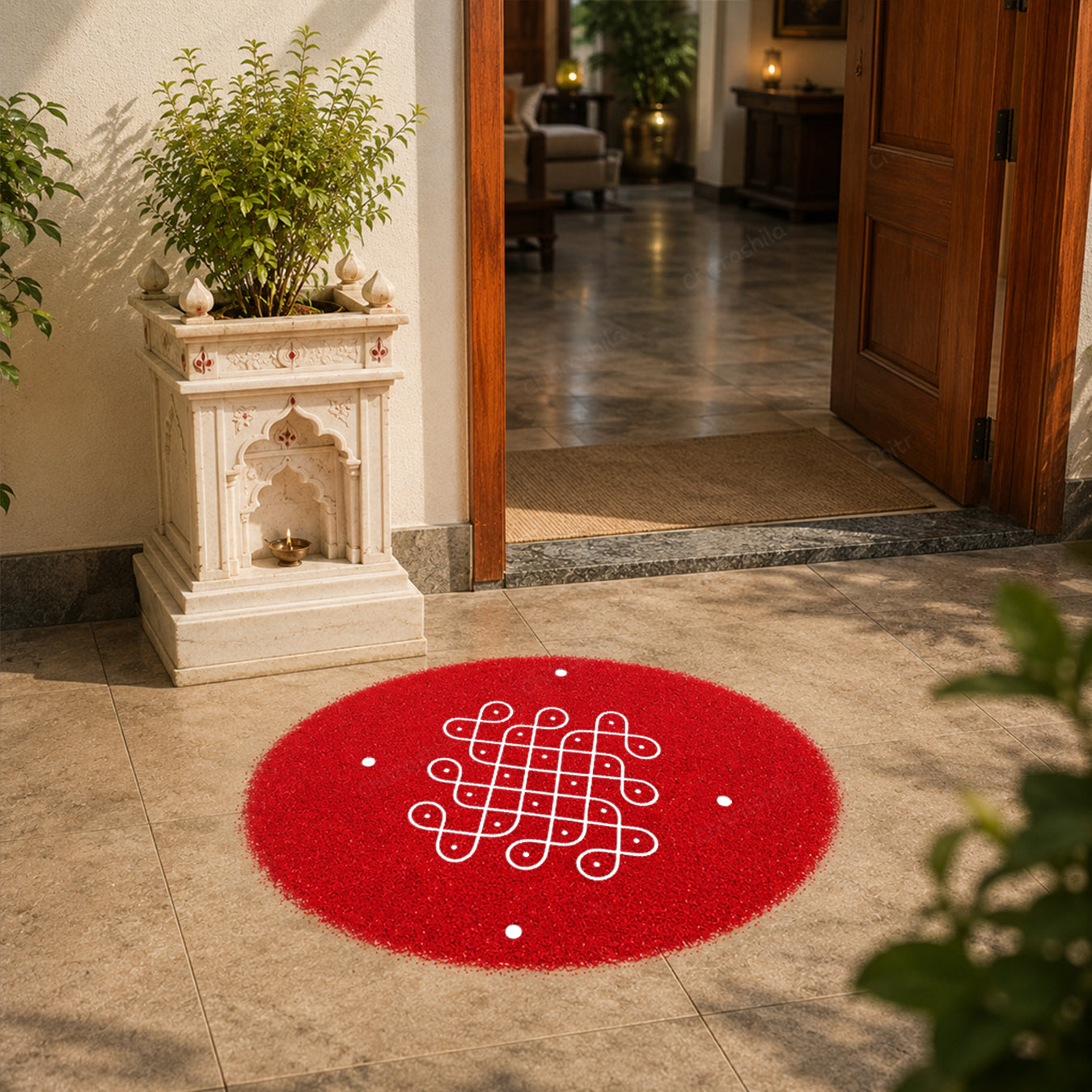 Kolam Dot Wooden Rangoli Stencil 10x10 Inches (WS-63)
