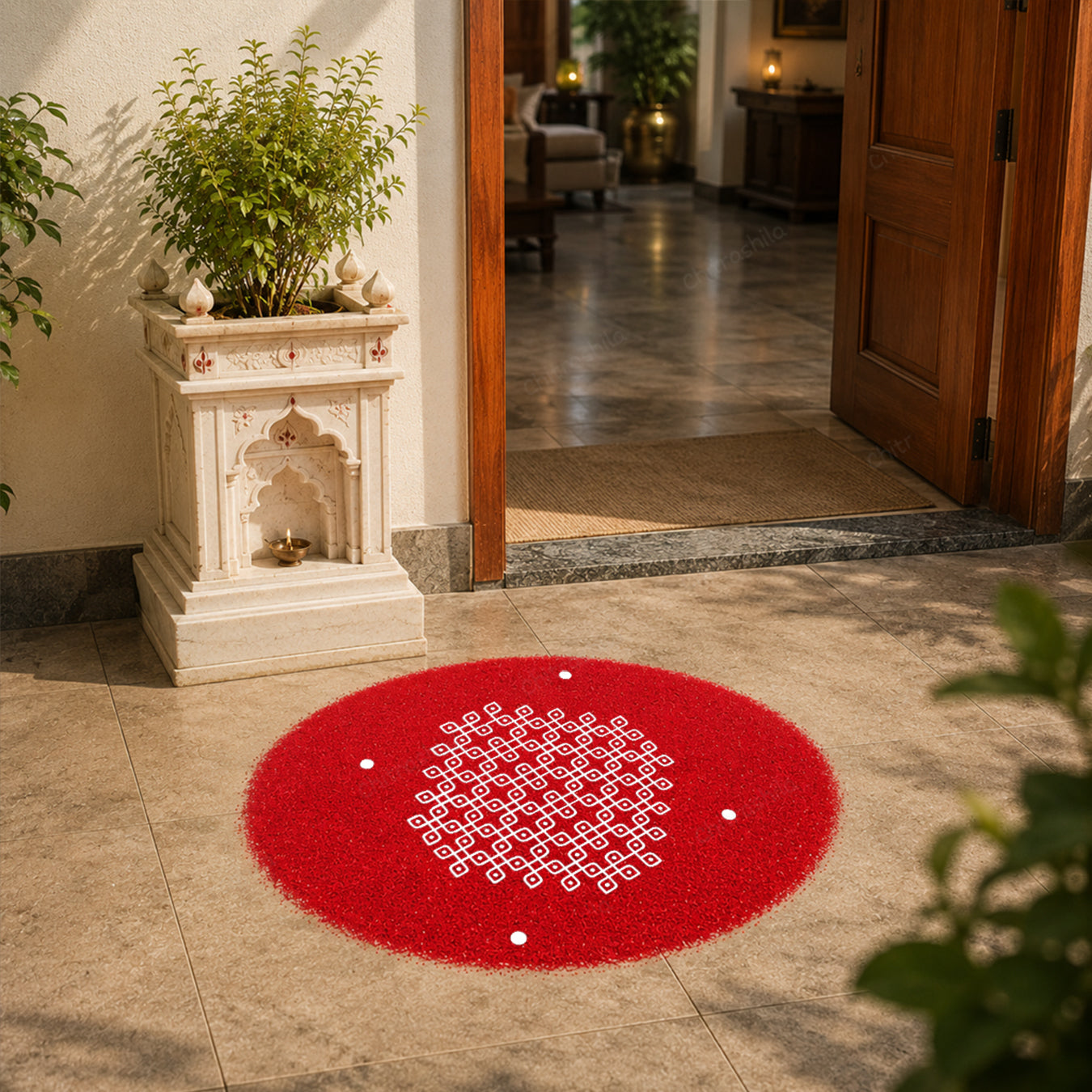 Kolam Dot Wooden Rangoli Stencil 10x10 Inches (WS-68)