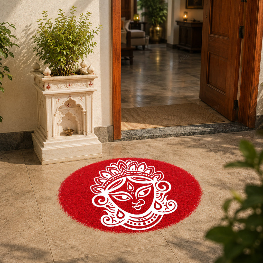Maa Durga Face Rangoli Stencil - Navratri Rangoli Design (WS-94)