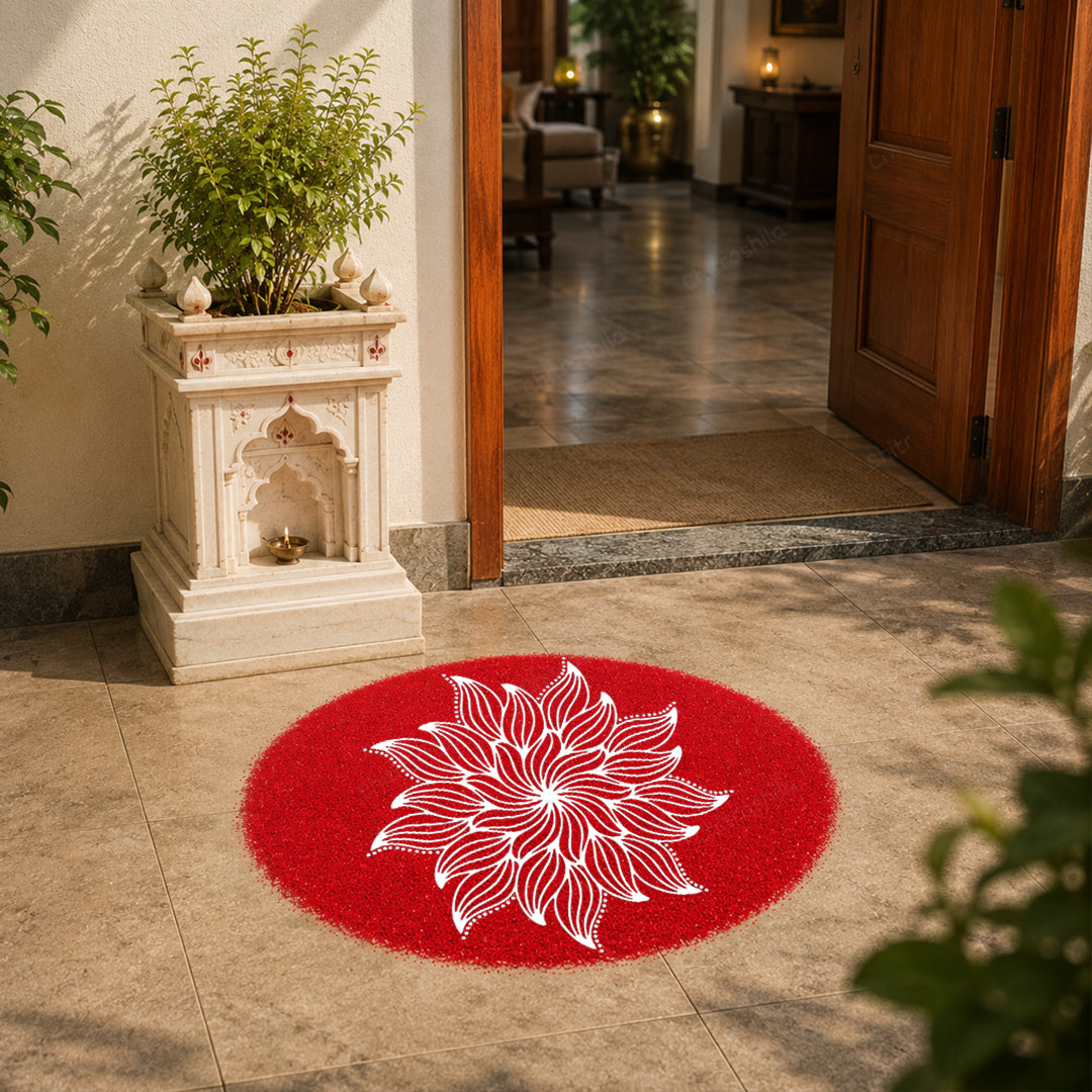Sunflower Floral Burst Rangoli Stencil - Reusable Design (WS-92)