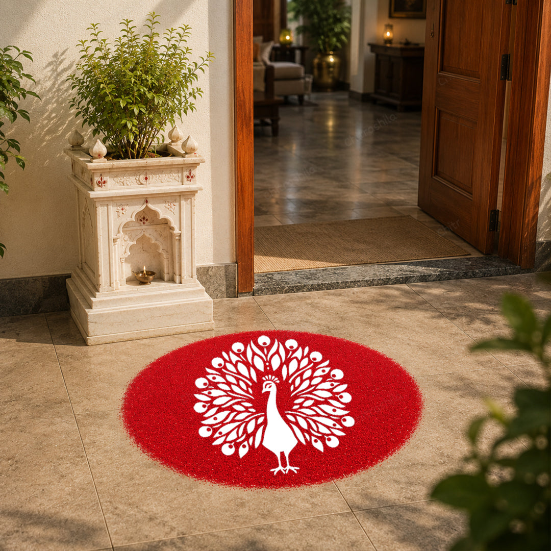 Peacock Rangoli Stencil with Fanned Feathers - Mor Design (WS-95)