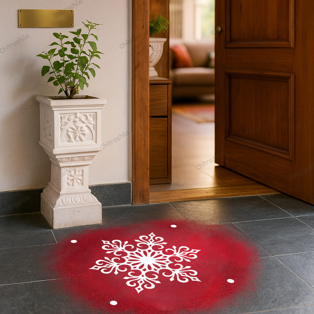 CHITRASHILA® Compact Artistic Rangoli Motif Stencil – 5x5 Inches (WA-44)
