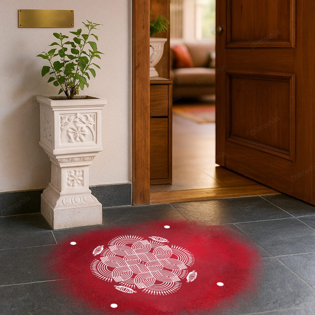 CHITRASHILA® Padi Kolam Classic Rangoli Stencil 10x10 Inches (WS‑19)