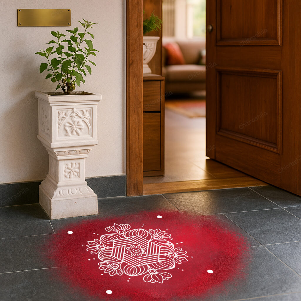 CHITRASHILA® 7 Flower Floral Wooden Rangoli Stencil 10x10 Inches (WS‑36)