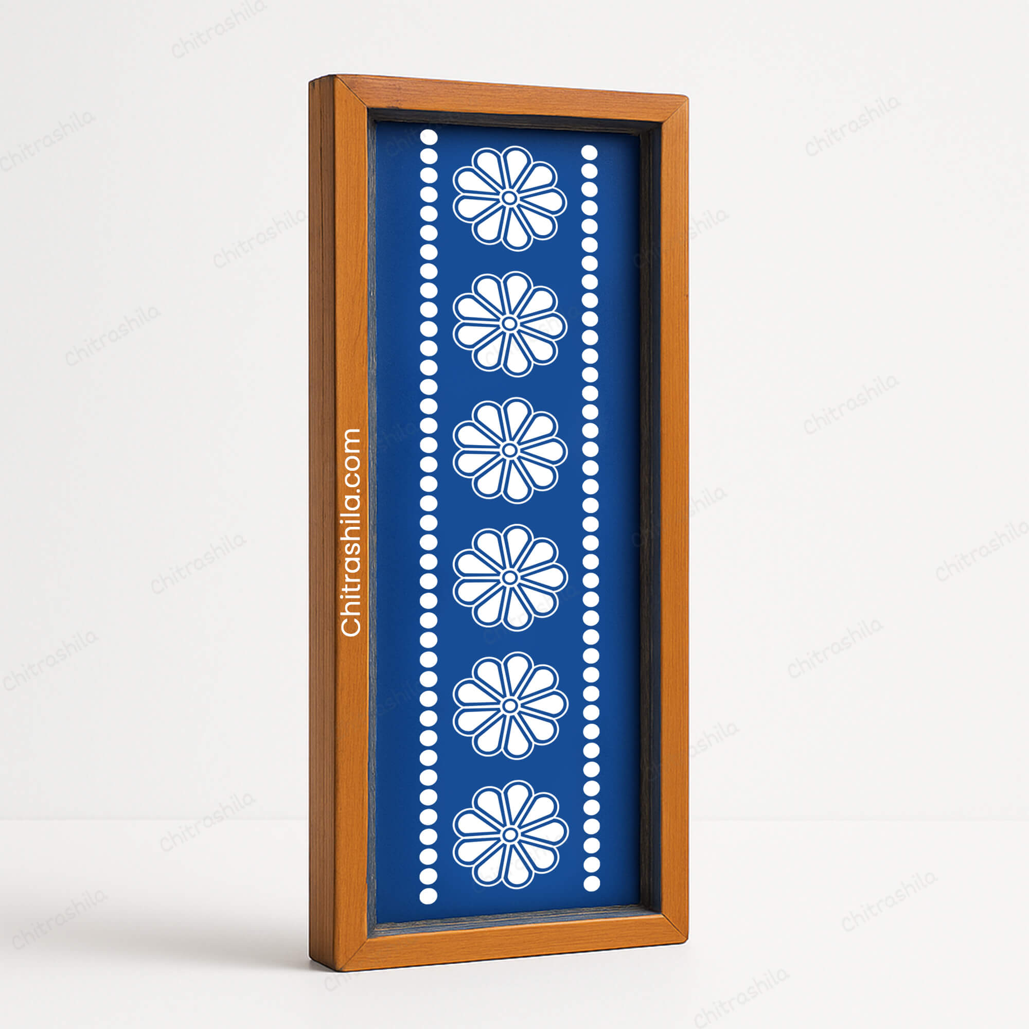 CHITRASHILA® Flower With Dot Border Wooden Rangoli Stencils 17x5 inches