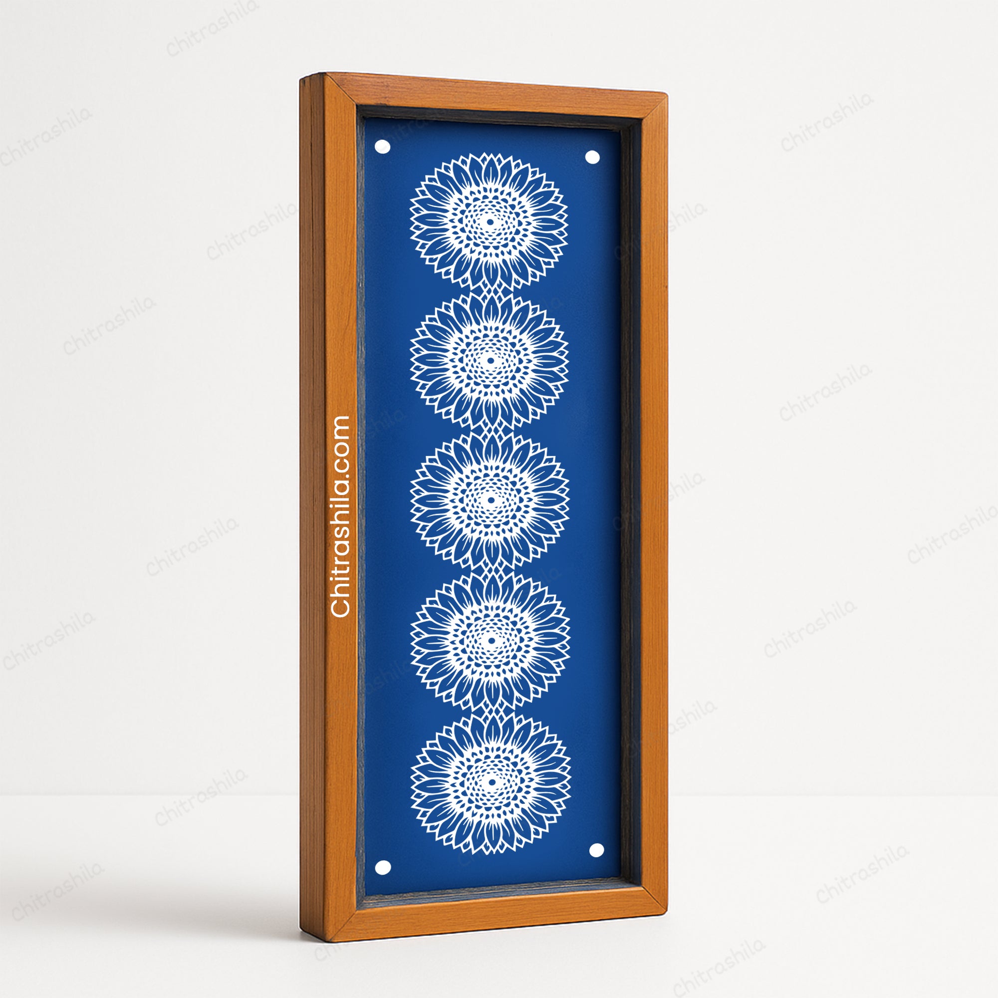 CHITRASHILA® Sunflower Motif Border Wooden Rangoli Stencil 17x5 Inches (WB‑36)