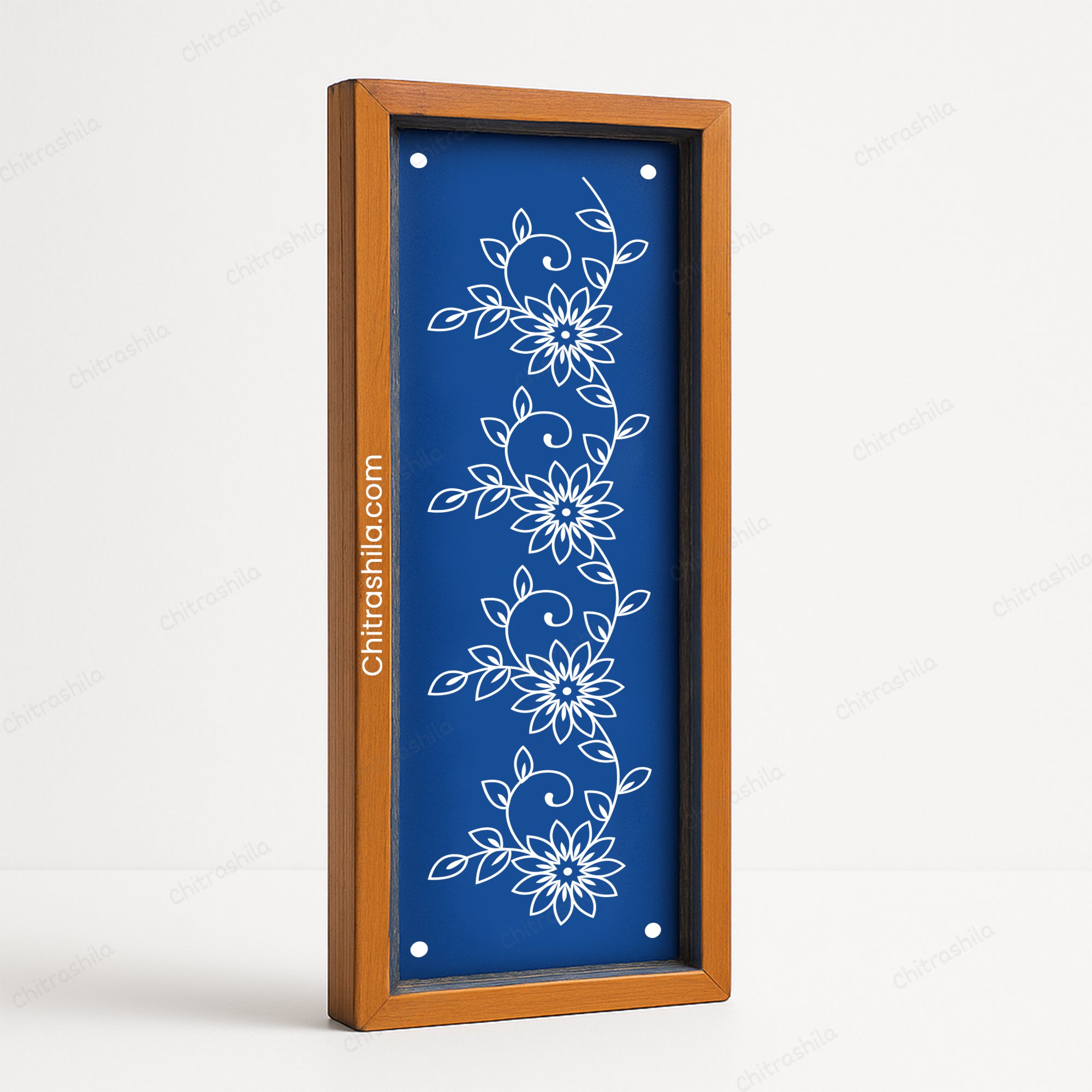 CHITRASHILA® Delicate Flower and Leaves Border Wooden Rangoli Stencil 17x5 inches (WB-14)