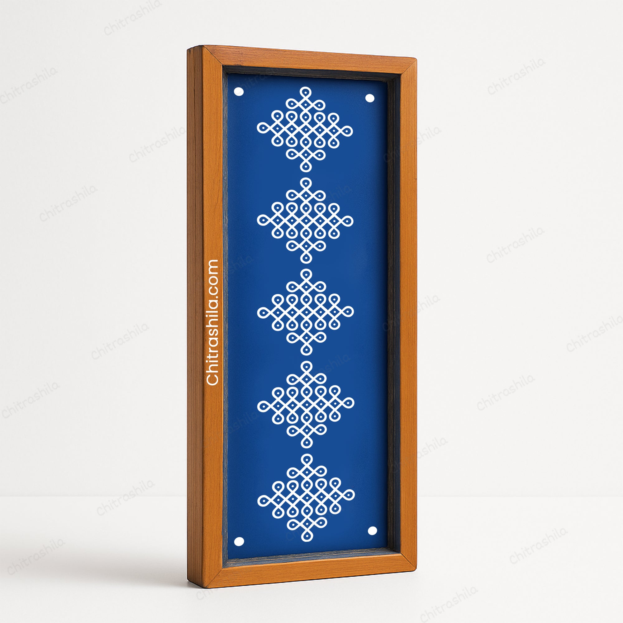 CHITRASHILA® Kolam-Inspired Border Wooden Rangoli Stencil 17x5 Inches (WB‑37)