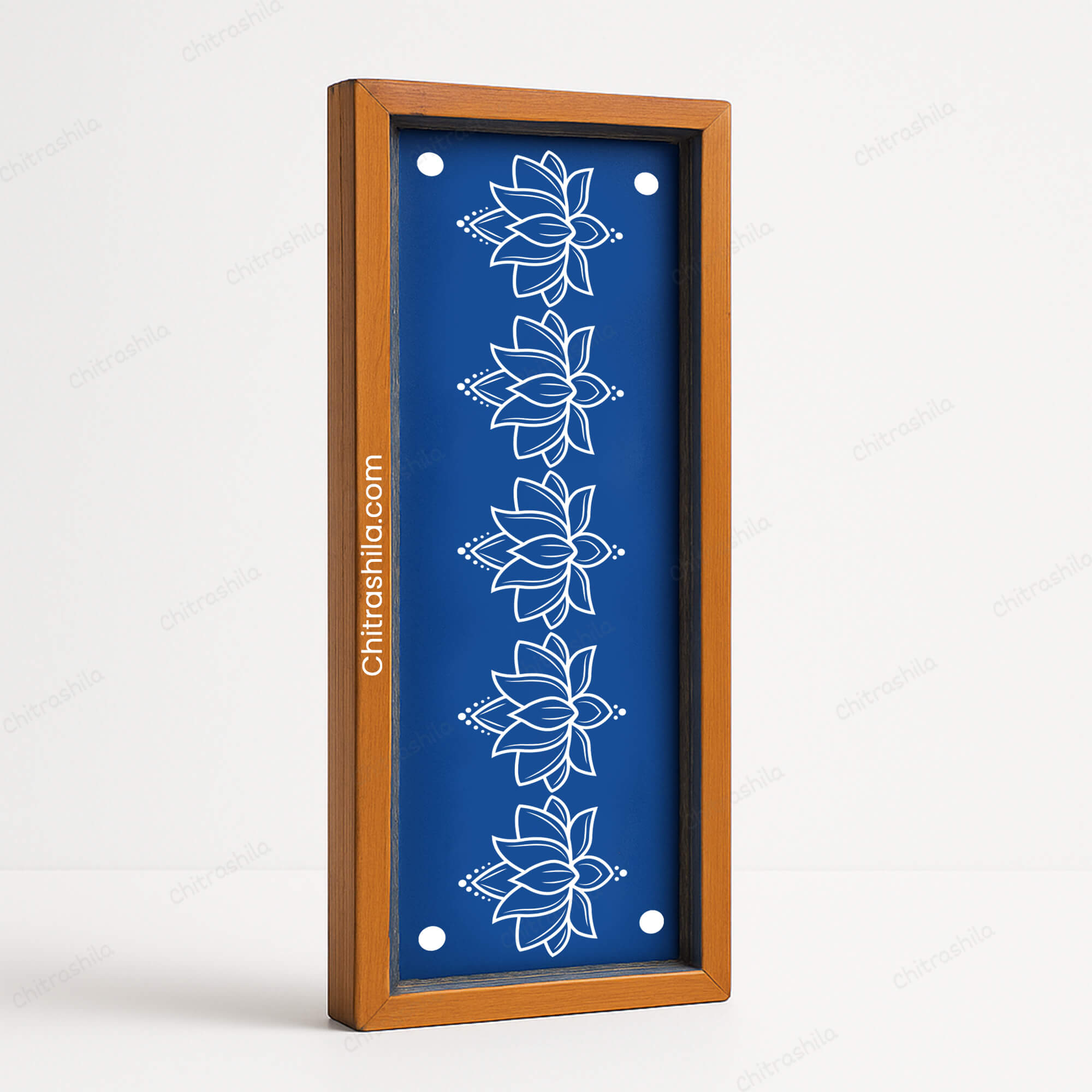 CHITRASHILA® Lotus Border Wooden Rangoli Stencils 17x5 inches - D01