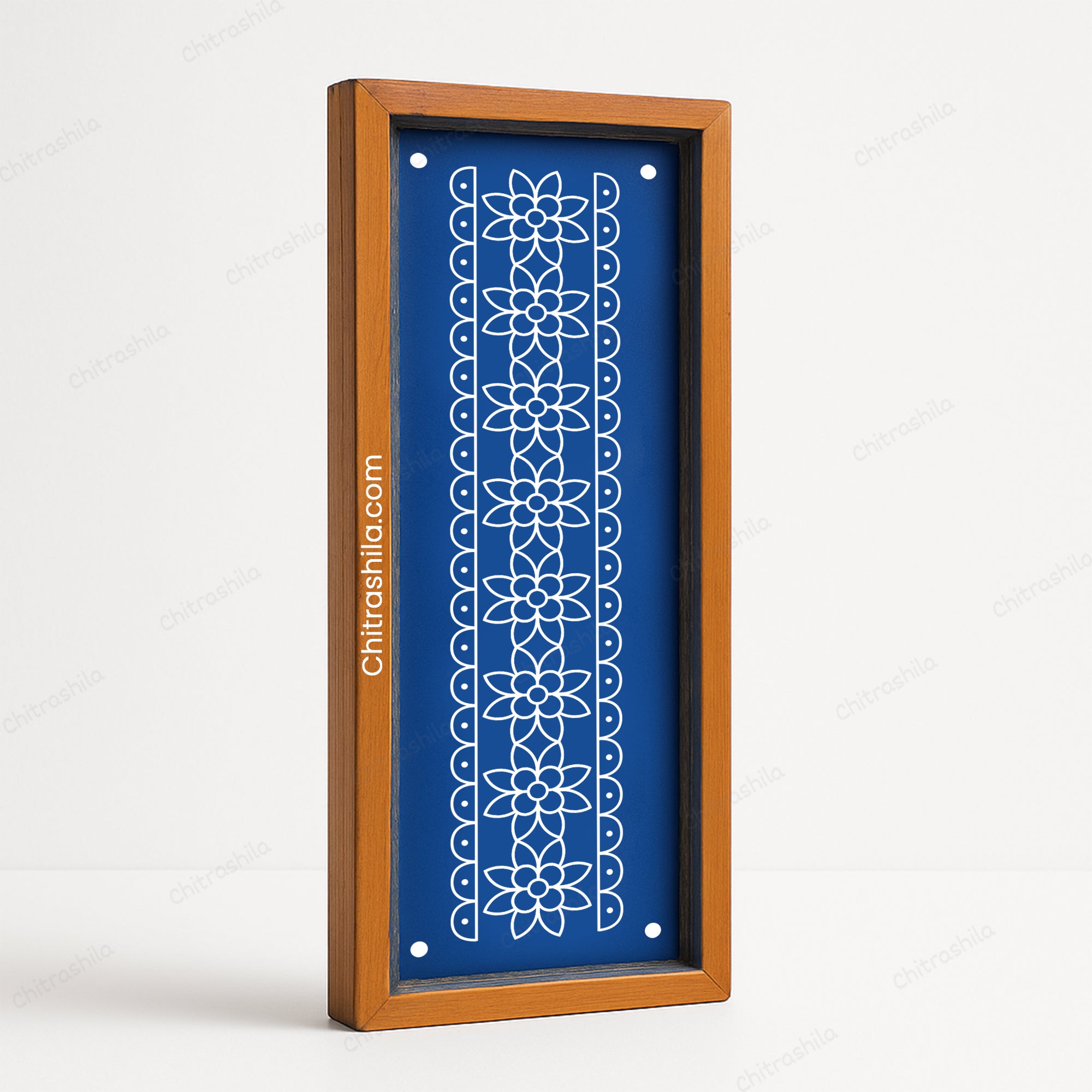CHITRASHILA® Traditional Floral Strip Border Wooden Rangoli Stencil 17x 5 inches (WB-18)