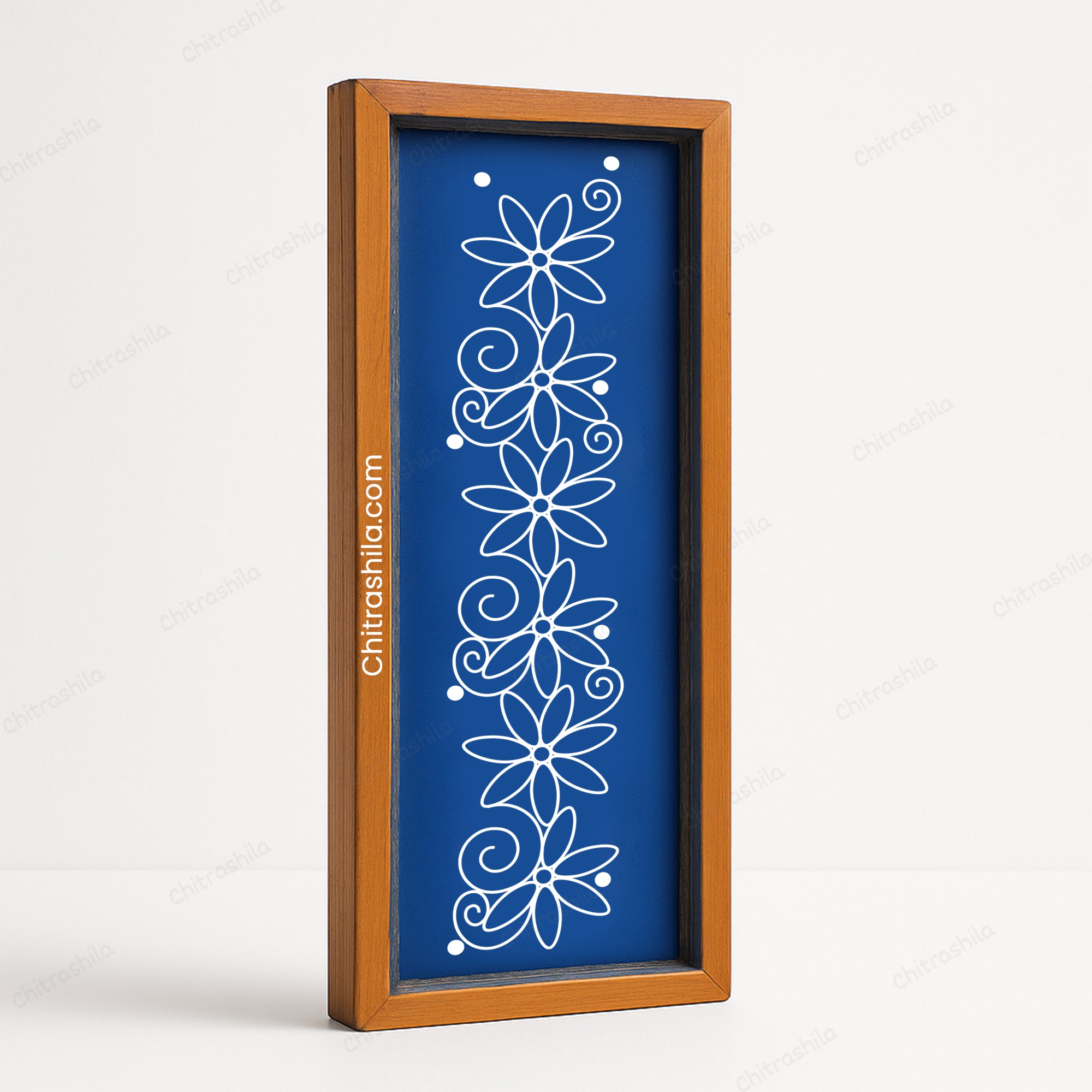 CHITRASHILA® Alternating Full and Half Flower Border Wooden Rangoli Stencil 17x5 inches (WB-15)