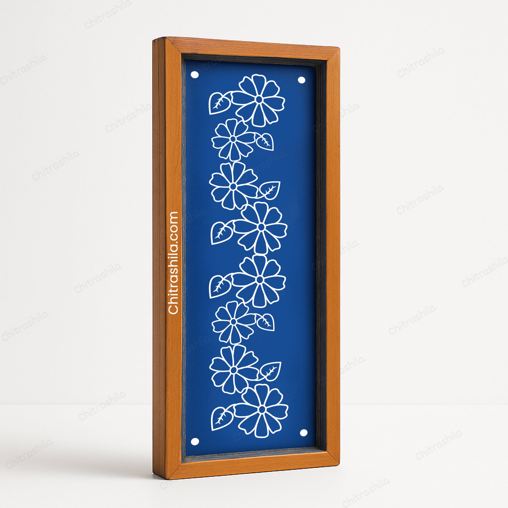 CHITRASHILA® Big and Medium Blossom Flower Border Wooden Rangoli Stencil 17x5 inches (WB-16)