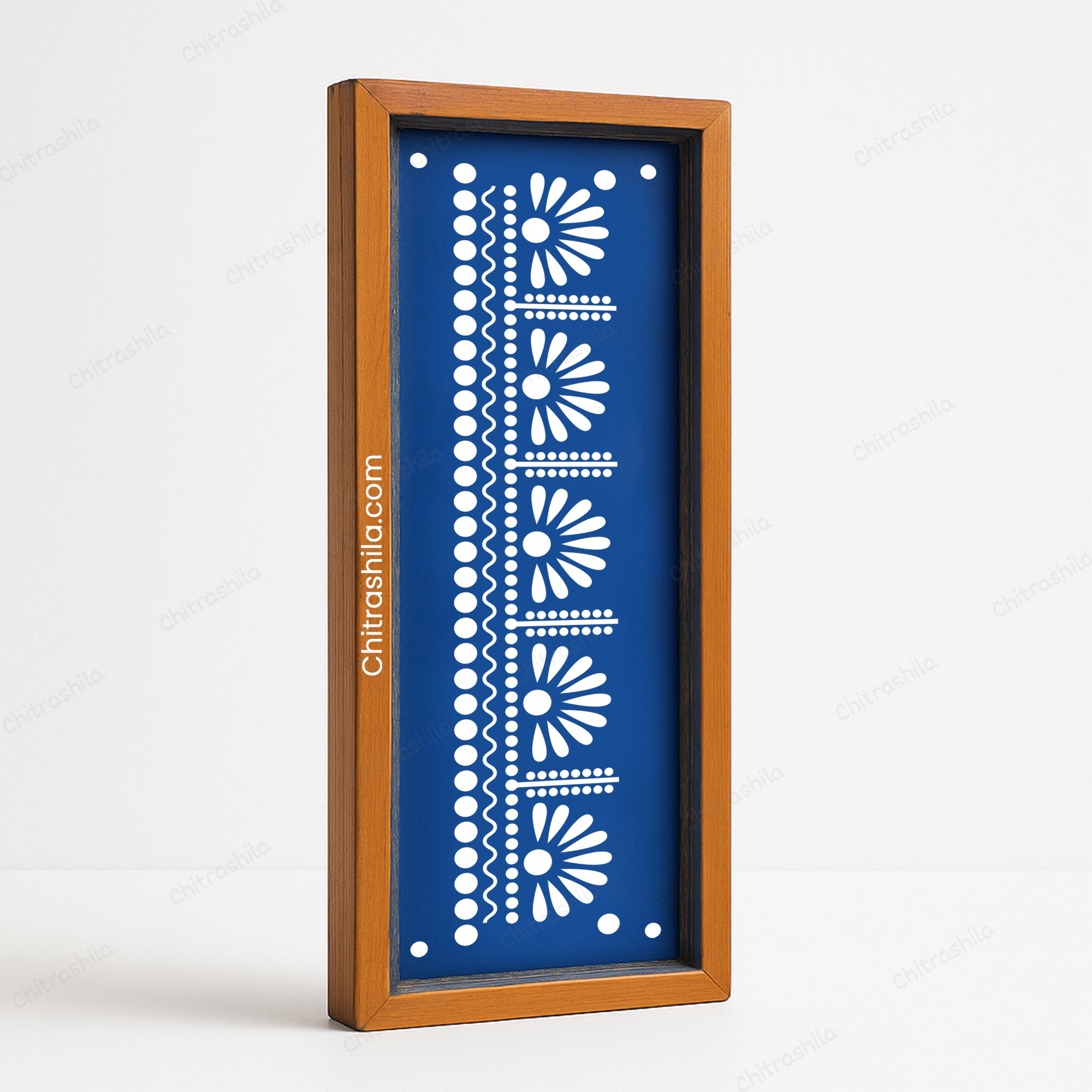 CHITRASHILA® Half Flower Bandhanwar Border Wooden Rangoli Stencil 17x5 Inches (WB‑34)