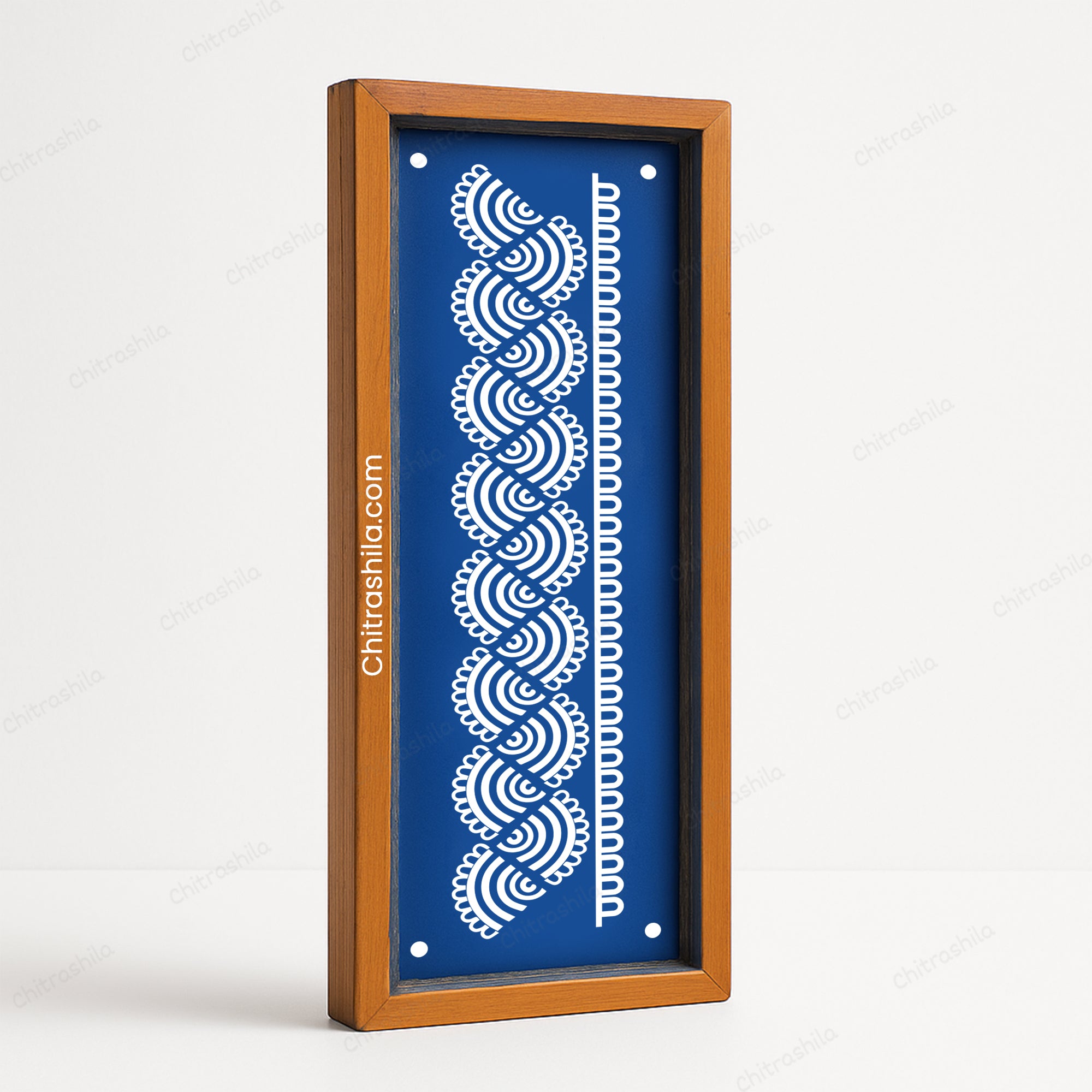 CHITRASHILA® Fine Patterned Border Design Wooden Rangoli Stencil 17x5 Inches (WB‑32)