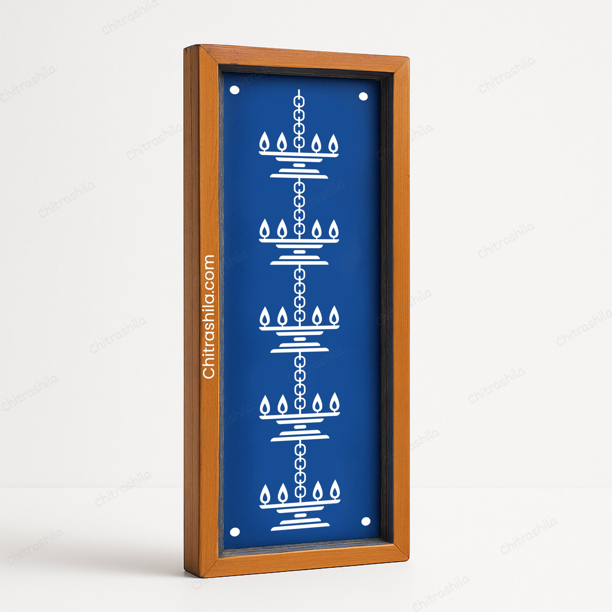CHITRASHILA® Samayi-Inspired Line Design Wooden Rangoli Stencil 17x5 Inches (WB‑28)
