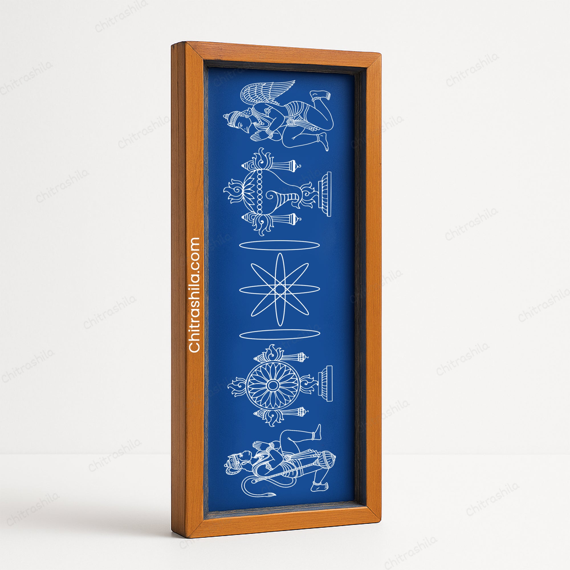 CHITRASHILA®  Hanumanji, Chakra & Garud Border Wooden Rangoli Stencils 17x5 inches (WB-11)